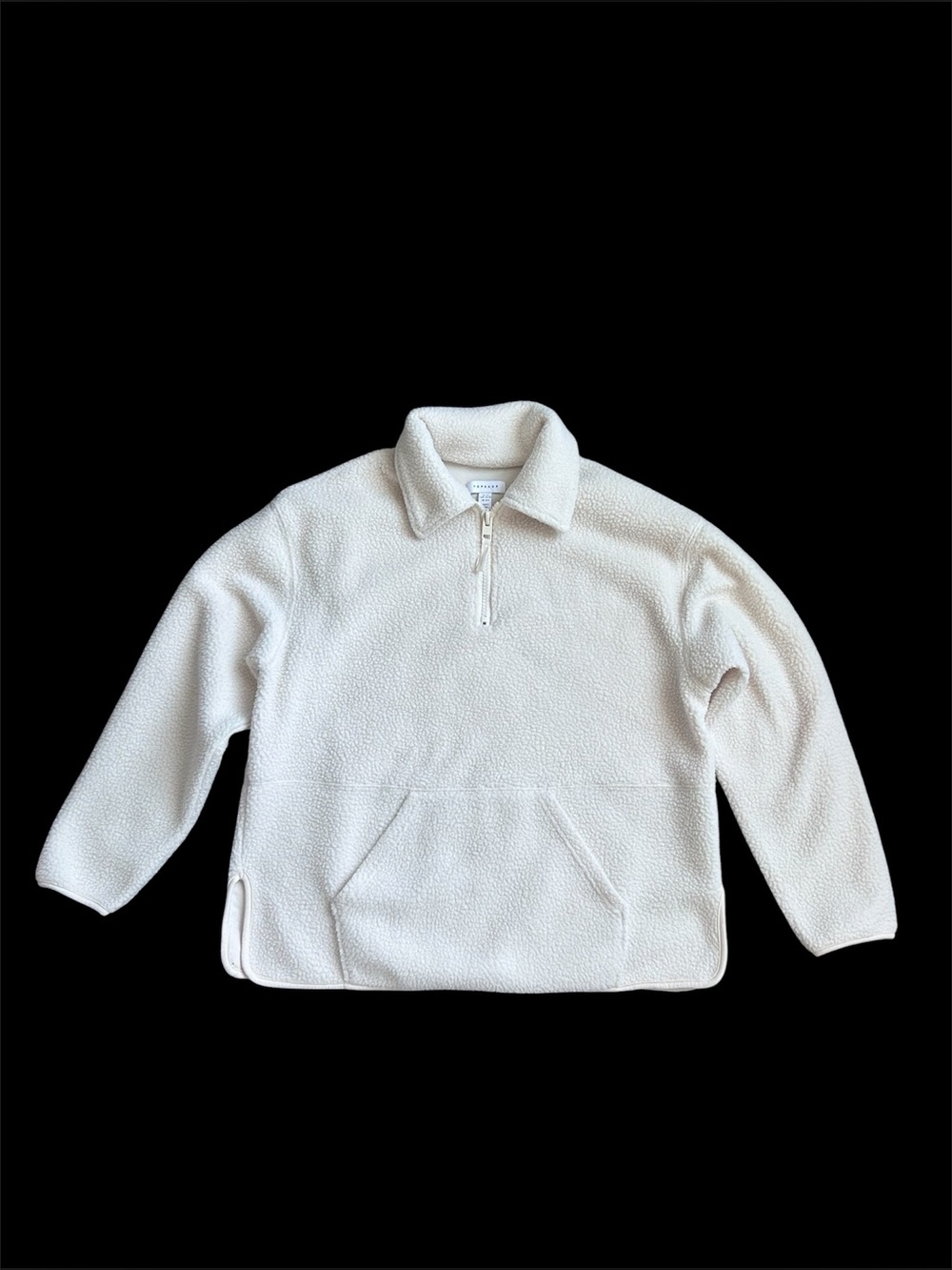 Topshop Like New Cream Colored Fleece Quarter Zip Pullover Women’s Size XS